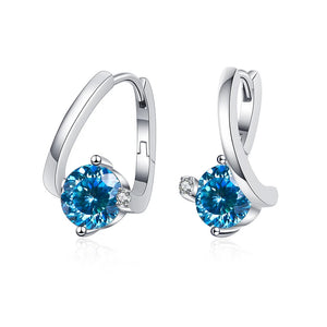 Geometrische Ohrstecker | 925 Sterling Silber | Moissanit 100 Facetten | 1 Karat