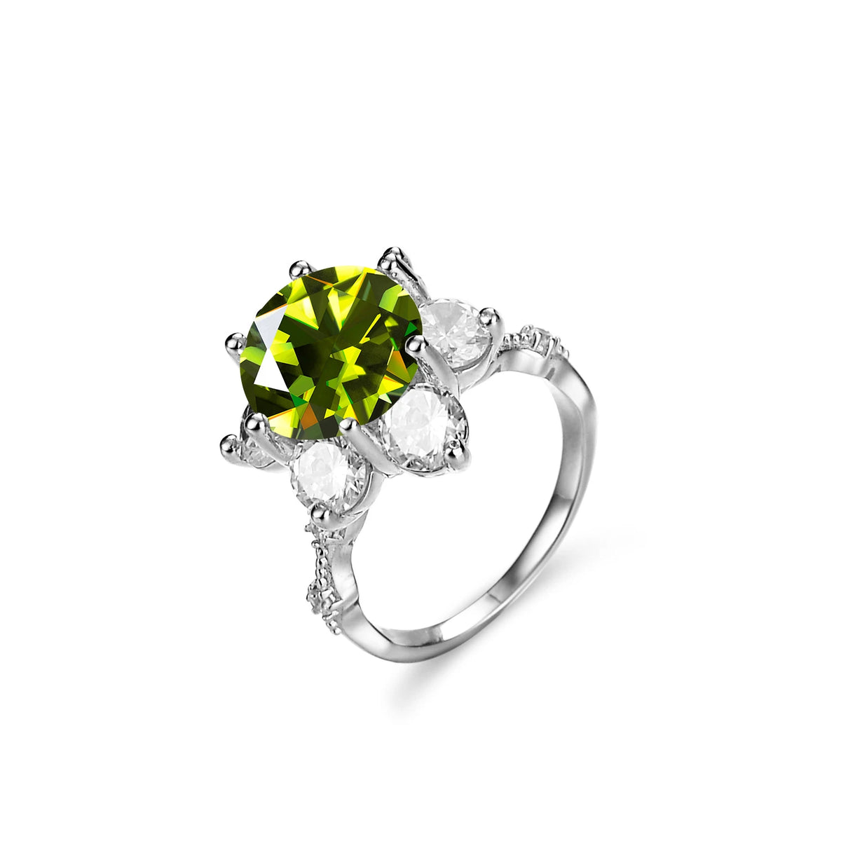 Leveyn Sonnenblumen-Ring – 925 Silber, Moissanit 5 CT, florales Design