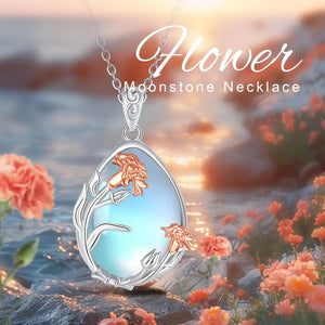 Blumen Anhänger – 925 Sterling Silber mit Mondstein