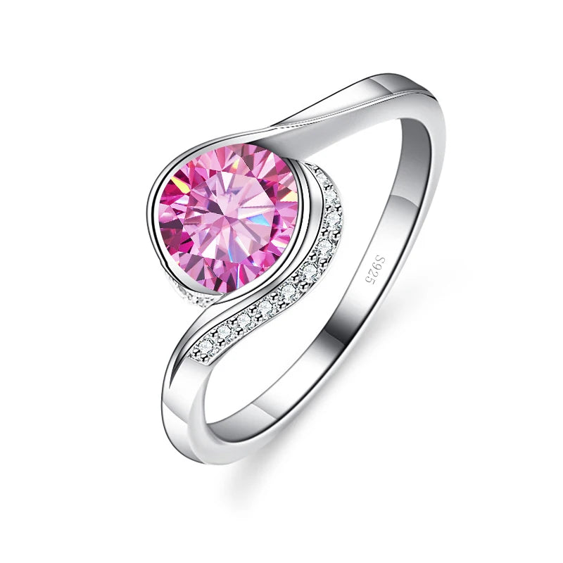 Twist-Ring – 925 Silber, Moissanit 1 CT, gedrehtes Banddesign