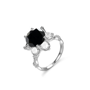 Leveyn Sonnenblumen-Ring – 925 Silber, Moissanit 5 CT, florales Design