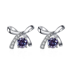 Schleife Ohrstecker | 925 Sterling Silber | Moissanit | 0,5 Karat pro Stein