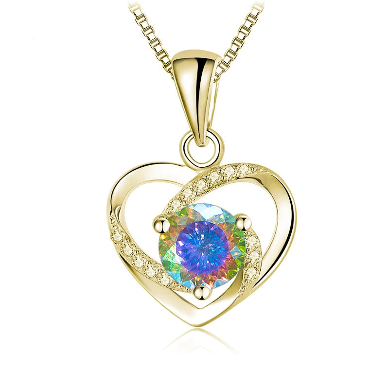 Herz Anhänger mit Moissanit | 925 Sterling Silber | Vergoldet | 1 Karat
