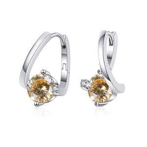 Geometrische Ohrstecker | 925 Sterling Silber | Moissanit 100 Facetten | 1 Karat