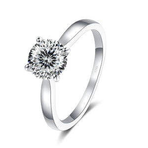 Solitär Ring – 925 Silber mit 2 CT Moissanit, runder Brillantschliff