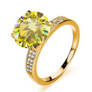 Luxus-Ring – 18k Goldplattiert, 925 Silber, Moissanit 5 CT