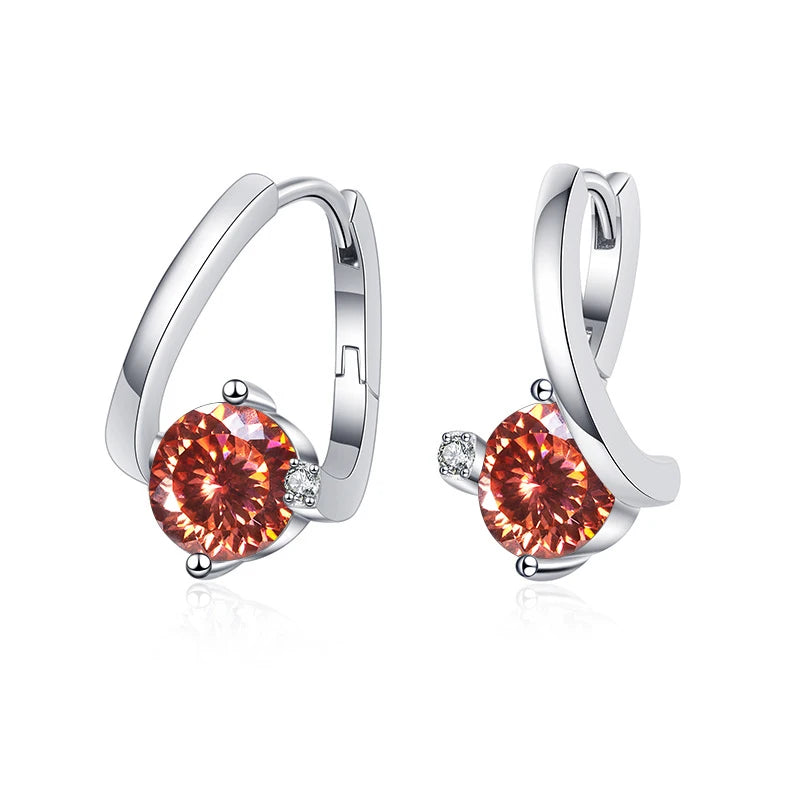 Geometrische Ohrstecker | 925 Sterling Silber | Moissanit 100 Facetten | 1 Karat