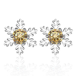 Schneeflocke Ohrstecker | 925 Sterling Silber | Moissanit | 0,5 Karat pro Stein