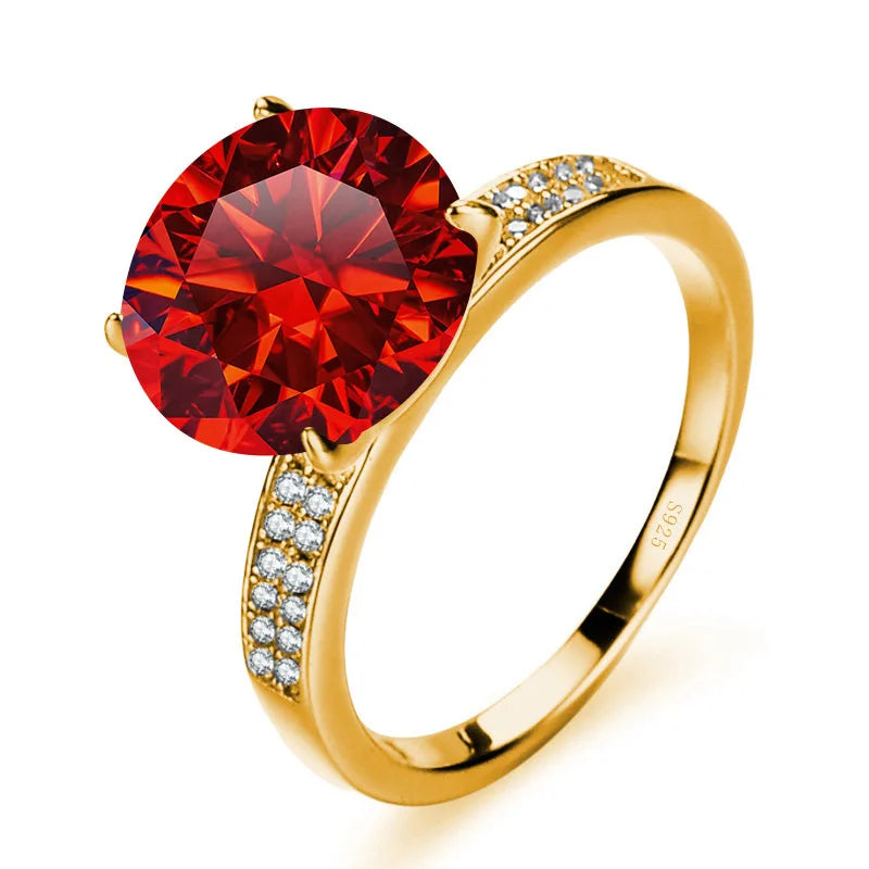 Luxus-Ring – 18k Goldplattiert, 925 Silber, Moissanit 5 CT
