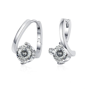 Geometrische Ohrstecker | 925 Sterling Silber | Moissanit 100 Facetten | 1 Karat