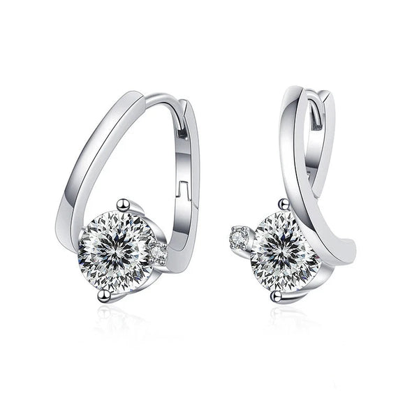 Geometrische Ohrstecker | 925 Sterling Silber | Moissanit 100 Facetten | 1 Karat