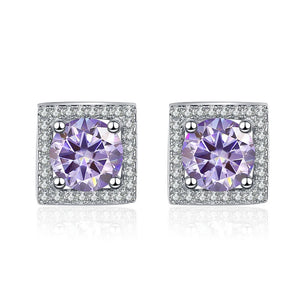 Quadrat Ohrstecker | 925 Sterling Silber | Moissanit | 1 Karat pro Stein