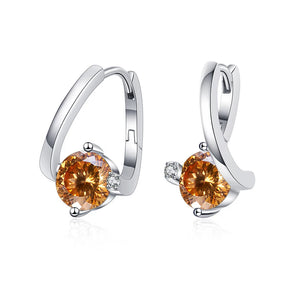 Geometrische Ohrstecker | 925 Sterling Silber | Moissanit 100 Facetten | 1 Karat