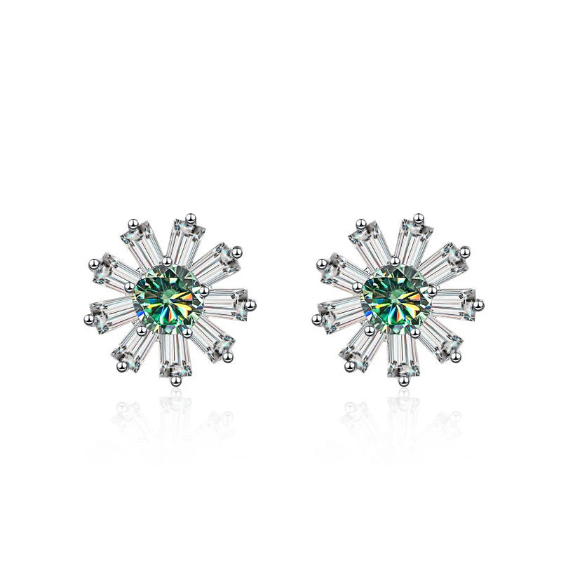 Gänseblümchen Ohrstecker | 925 Sterling Silber | Moissanit | 0,5 Karat | GRA-zertifiziert