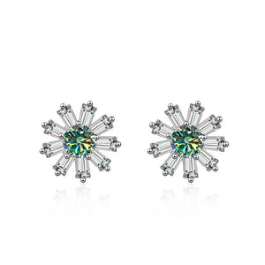 Gänseblümchen Ohrstecker | 925 Sterling Silber | Moissanit | 0,5 Karat | GRA-zertifiziert