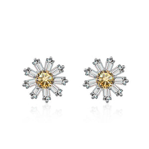 Gänseblümchen Ohrstecker | 925 Sterling Silber | Moissanit | 0,5 Karat | GRA-zertifiziert