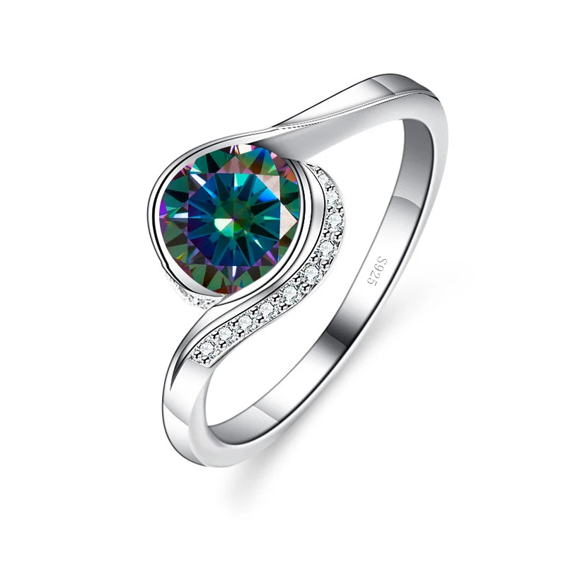 Twist-Ring – 925 Silber, Moissanit 1 CT, gedrehtes Banddesign
