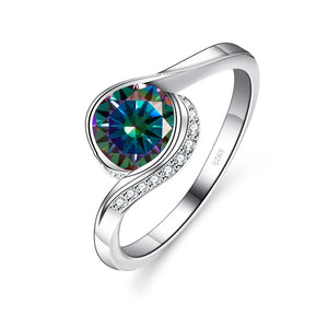 Twist-Ring – 925 Silber, Moissanit 1 CT, gedrehtes Banddesign