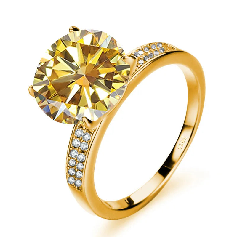 Luxus-Ring – 18k Goldplattiert, 925 Silber, Moissanit 5 CT