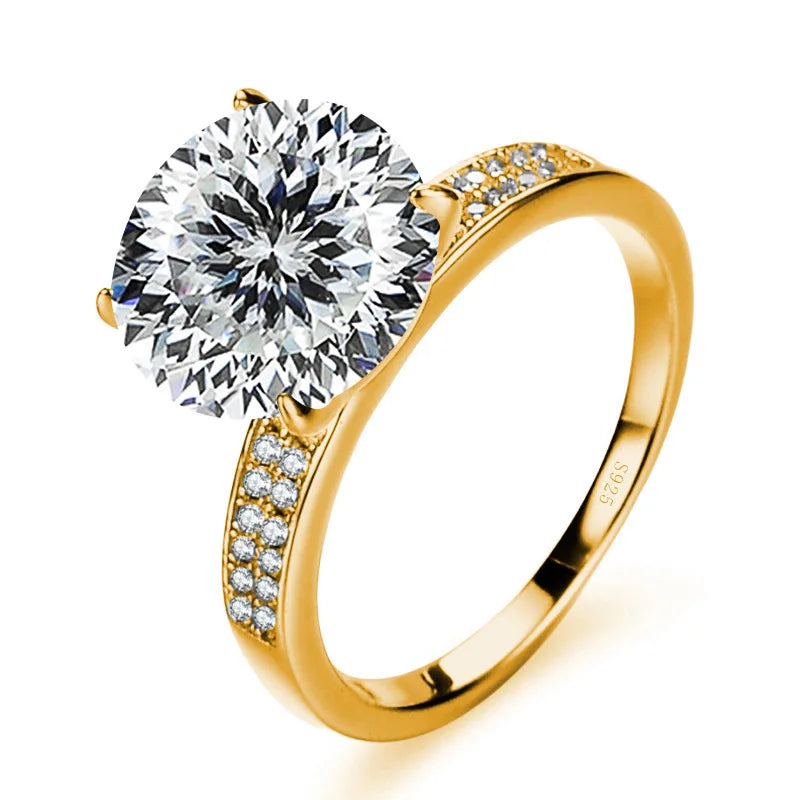 Luxus-Ring – 18k Goldplattiert, 925 Silber, Moissanit 5 CT