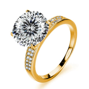 Luxus-Ring – 18k Goldplattiert, 925 Silber, Moissanit 5 CT