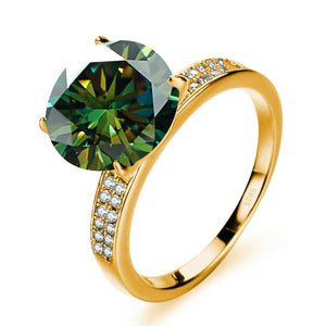 Luxus-Ring – 18k Goldplattiert, 925 Silber, Moissanit 5 CT