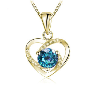Herz Anhänger mit Moissanit | 925 Sterling Silber | Vergoldet | 1 Karat