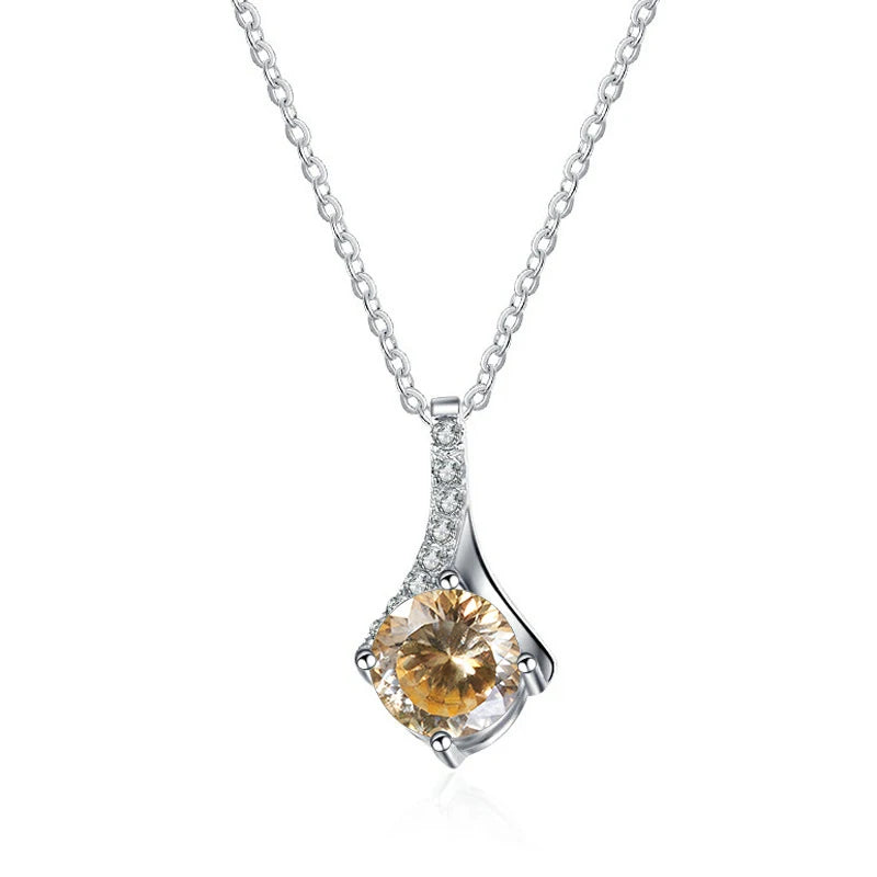 Runder Moissanit Anhänger | 925 Sterling Silber | 1 Karat | D-Farbe