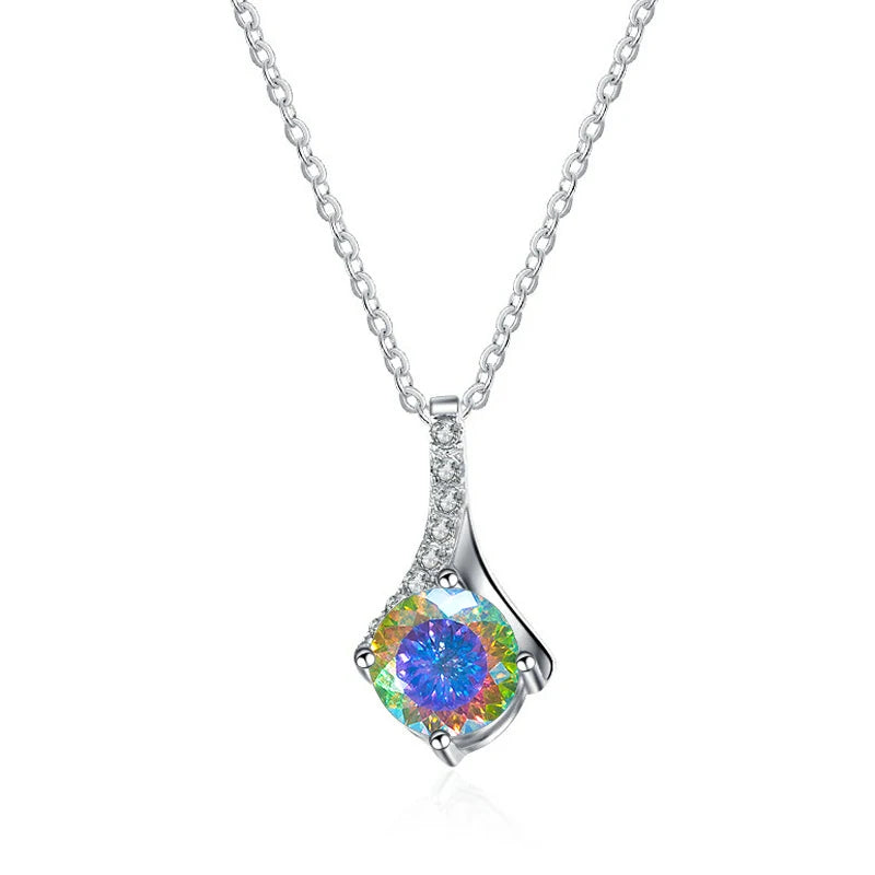 Runder Moissanit Anhänger | 925 Sterling Silber | 1 Karat | D-Farbe