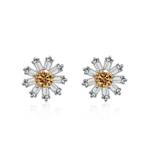 Gänseblümchen Ohrstecker | 925 Sterling Silber | Moissanit | 0,5 Karat | GRA-zertifiziert