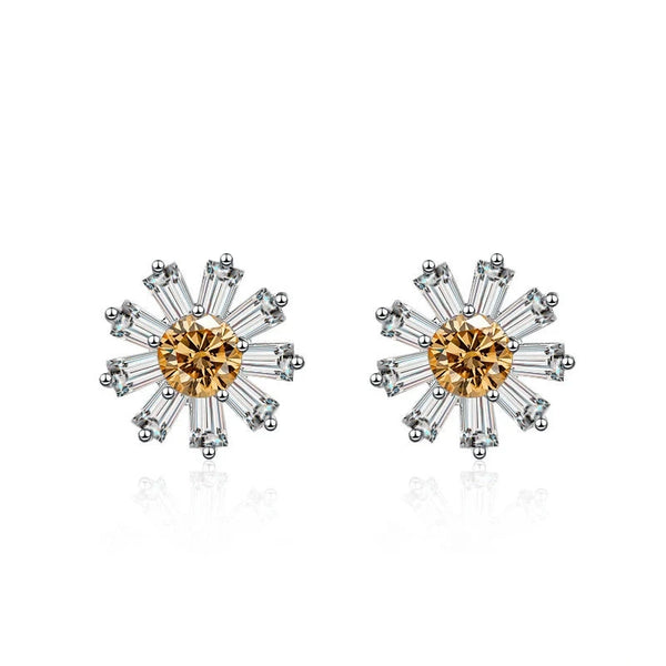 Gänseblümchen Ohrstecker | 925 Sterling Silber | Moissanit | 0,5 Karat | GRA-zertifiziert