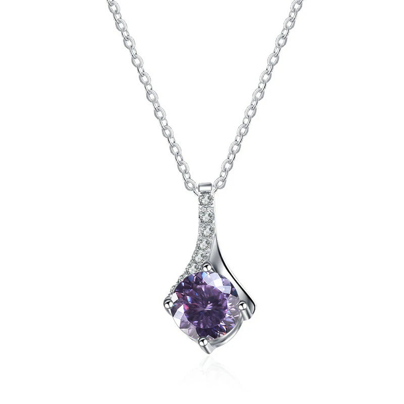 Runder Moissanit Anhänger | 925 Sterling Silber | 1 Karat | D-Farbe