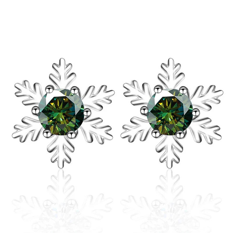 Schneeflocke Ohrstecker | 925 Sterling Silber | Moissanit | 0,5 Karat pro Stein