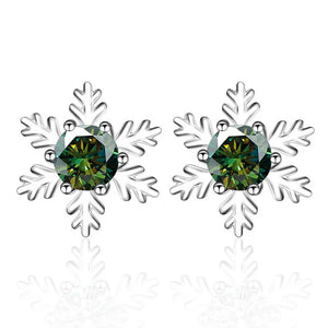 Schneeflocke Ohrstecker | 925 Sterling Silber | Moissanit | 0,5 Karat pro Stein