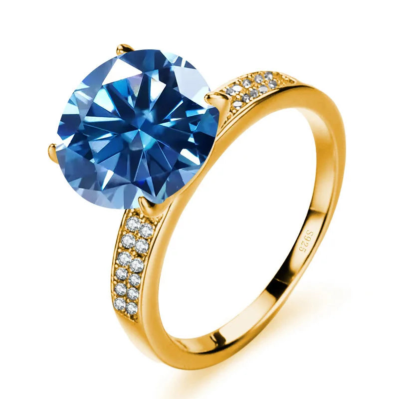 Luxus-Ring – 18k Goldplattiert, 925 Silber, Moissanit 5 CT