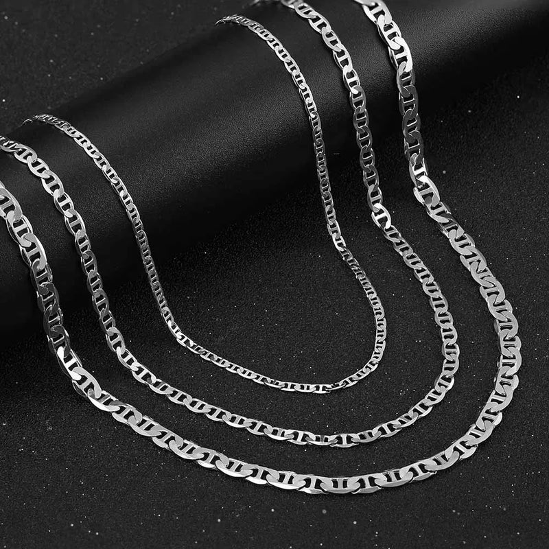 925 Sterling Silber Flat Marine Chain Halskette