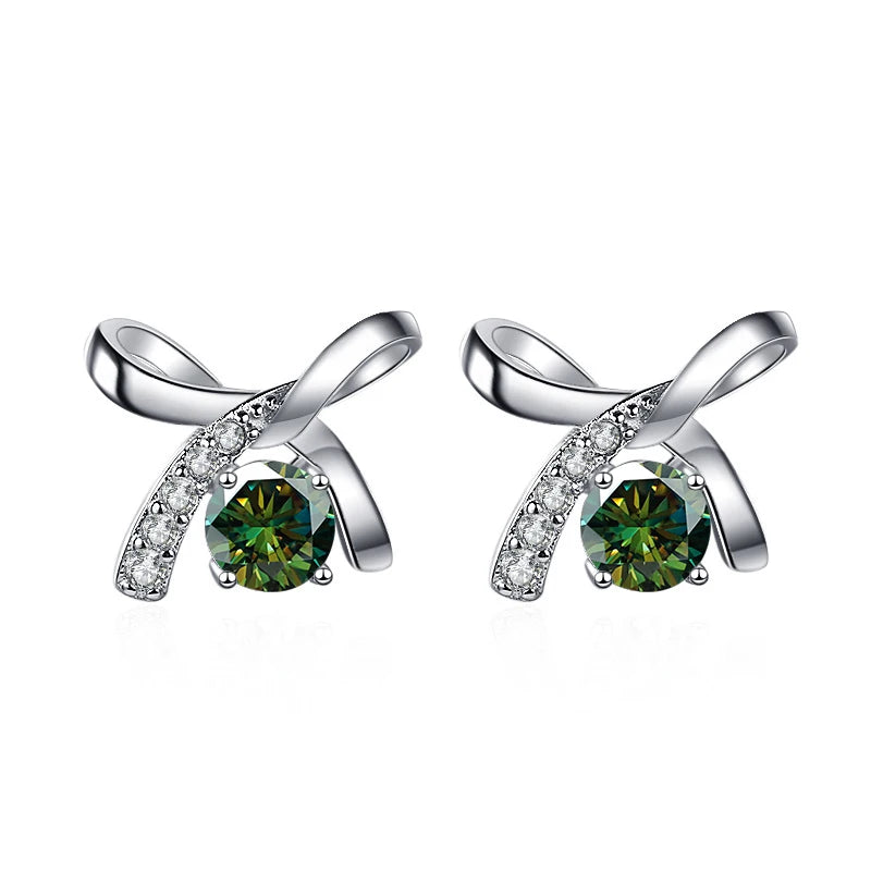 Schleife Ohrstecker | 925 Sterling Silber | Moissanit | 0,5 Karat pro Stein