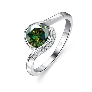 Twist-Ring – 925 Silber, Moissanit 1 CT, gedrehtes Banddesign