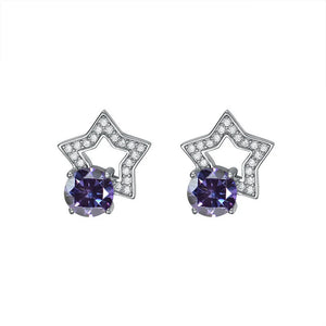 Stern Ohrstecker | 925 Sterling Silber | Moissanit Rundschliff | 1 Karat