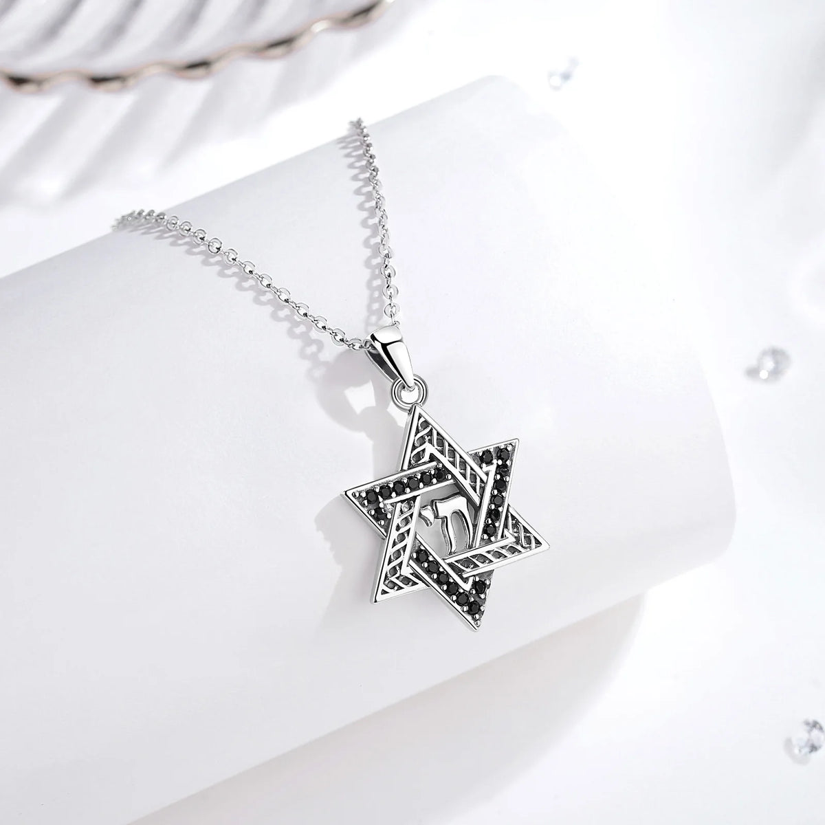 Davidstern Anhänger mit Zirkonia | 925 Sterling Silber