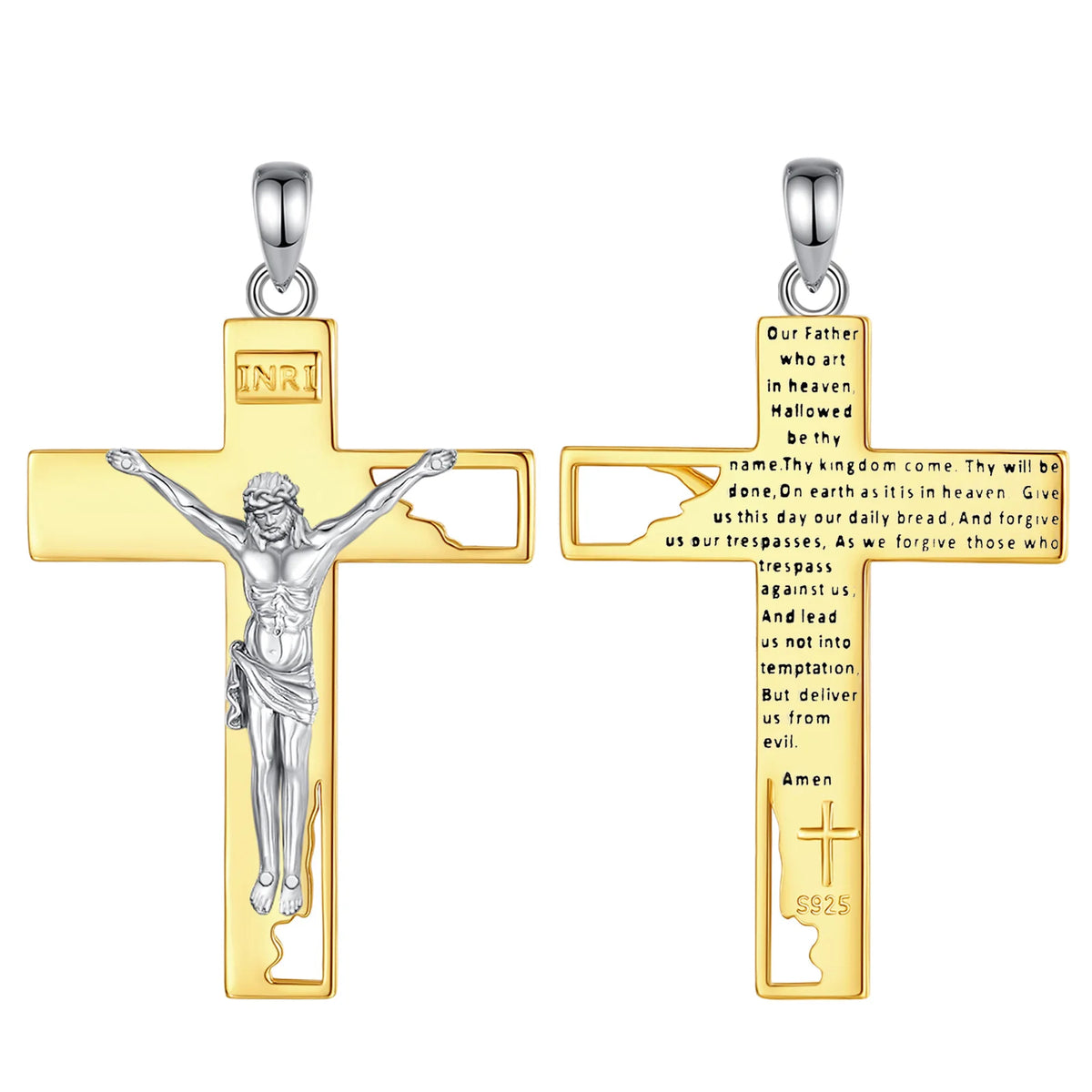 Crucifix Cross Pendant | 925 Sterling Silver | Gold-Plated