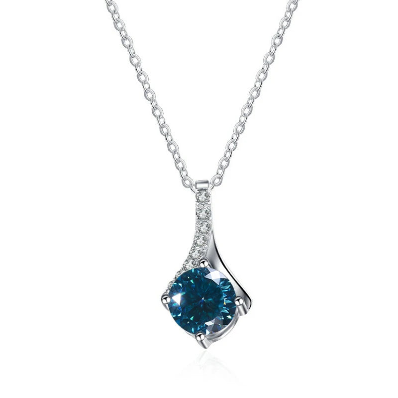Runder Moissanit Anhänger | 925 Sterling Silber | 1 Karat | D-Farbe