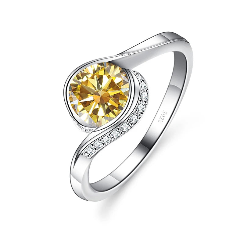 Twist-Ring – 925 Silber, Moissanit 1 CT, gedrehtes Banddesign
