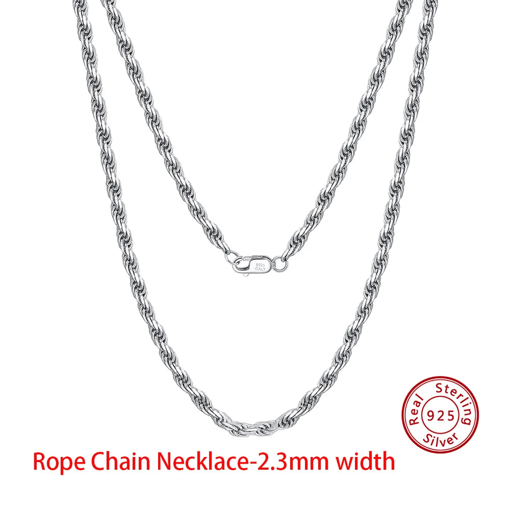925 Sterling Silber Rope Chain Halskette