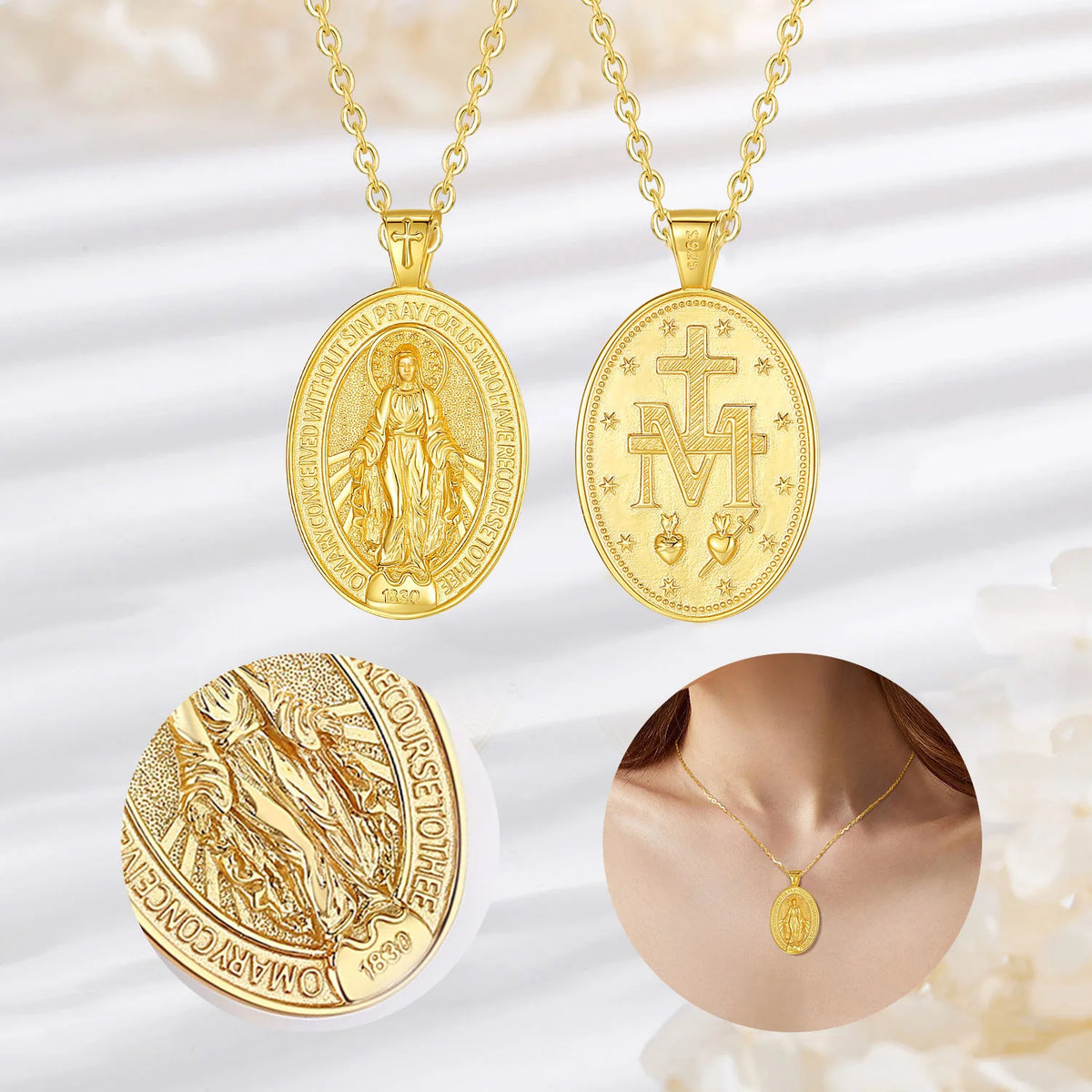 Virgin Mary Pendant | 925 Silver 18K Gold Plated | Eudora