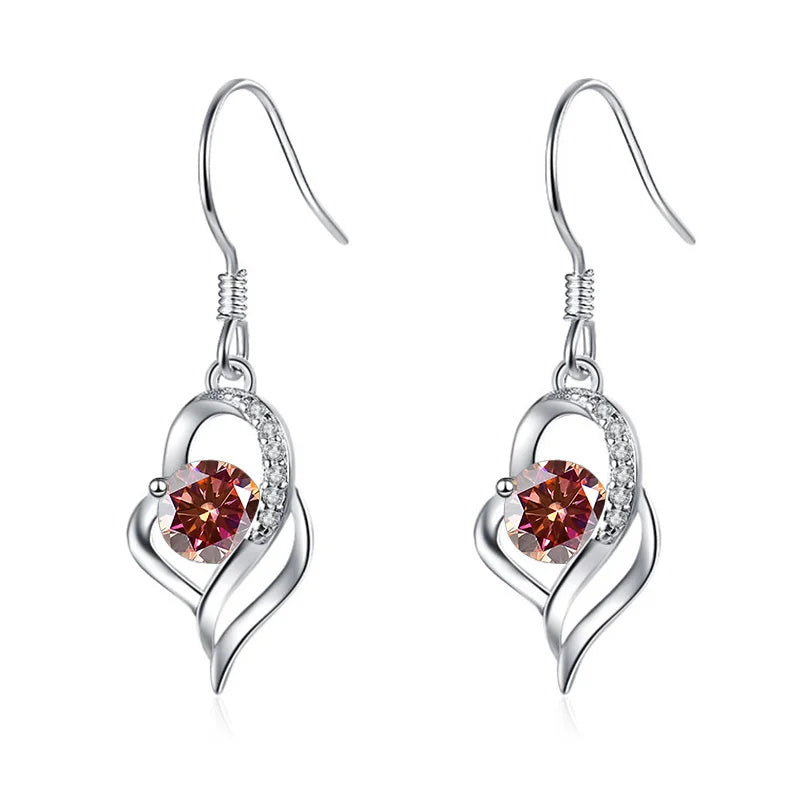 Tropfen Hängeohrringe | 925 Sterling Silber | Moissanit | 0,5 Karat | Multicolor | GRA