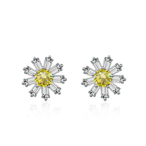 Gänseblümchen Ohrstecker | 925 Sterling Silber | Moissanit | 0,5 Karat | GRA-zertifiziert
