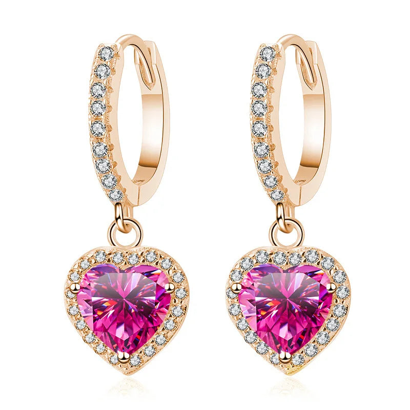 Herz Ohrringe | 925 Sterling Silber | Moissanit Herzschliff | 1 Karat | GRA