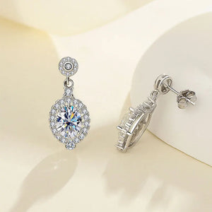 Oval Ohrringe | 925 Sterling Silber | Moissanit Ovalschliff | 1,5 Karat | GRA