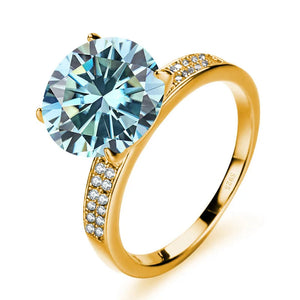 Luxus-Ring – 18k Goldplattiert, 925 Silber, Moissanit 5 CT